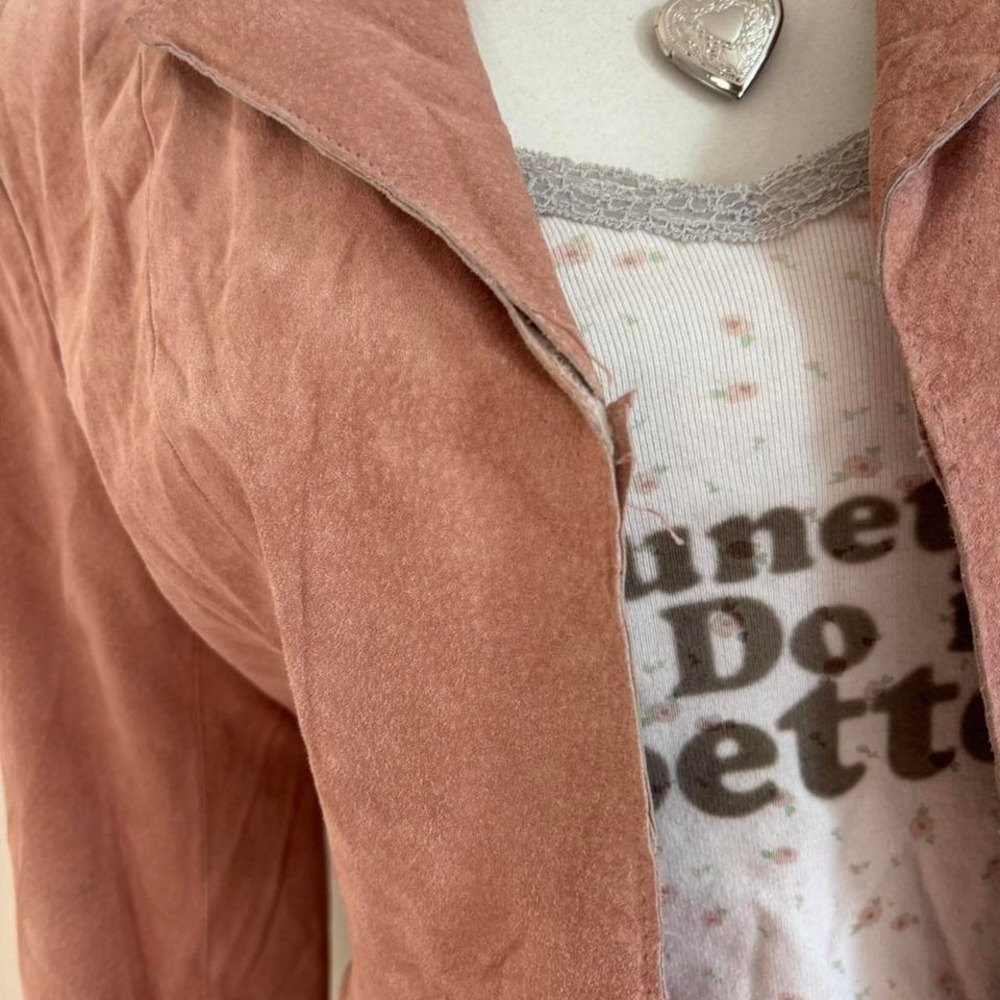 vintage wilsons leather suede jacket dusty pink fitted blazer size S - Picture 6 of 7